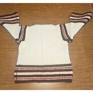 Vintage 70s Bell Sleeve Knit Sweater Boho Hippie Southwest Homemade OOAK S M K